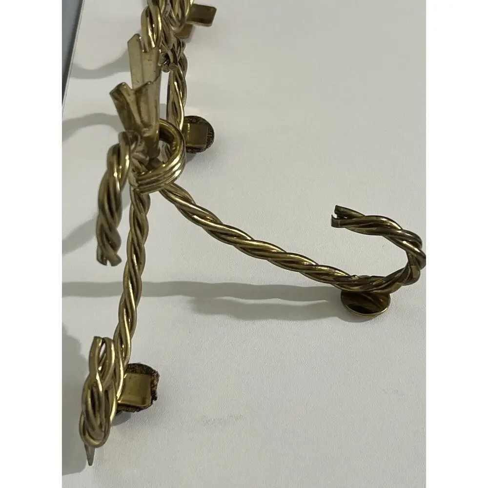 Vtg MCM Homco 2 Wall Shelf Bracket Only Twisted Rope Gold Brass Metal